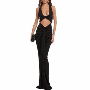 NWT CHRISTOPHER ESBER Vivenda cutout jersey maxi dress Size 8 in Black